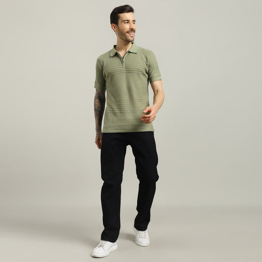 Knitting Polo Green T- Shirt