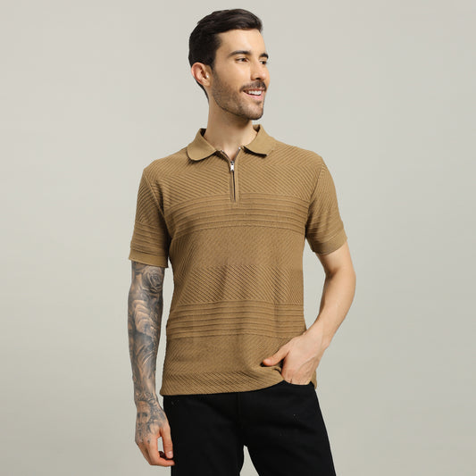 Knitting Polo Beige T- Shirt